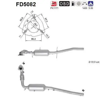 Ruß-/Partikelfilter, Abgasanlage AS FD5082 Bild Ruß-/Partikelfilter, Abgasanlage AS FD5082