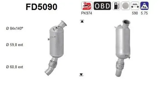 Ruß-/Partikelfilter, Abgasanlage AS FD5090 Bild Ruß-/Partikelfilter, Abgasanlage AS FD5090