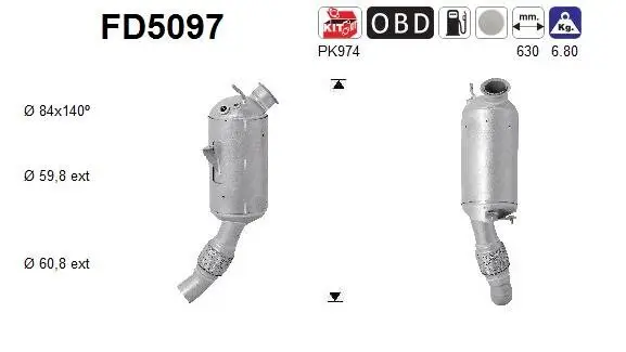 Ruß-/Partikelfilter, Abgasanlage AS FD5097