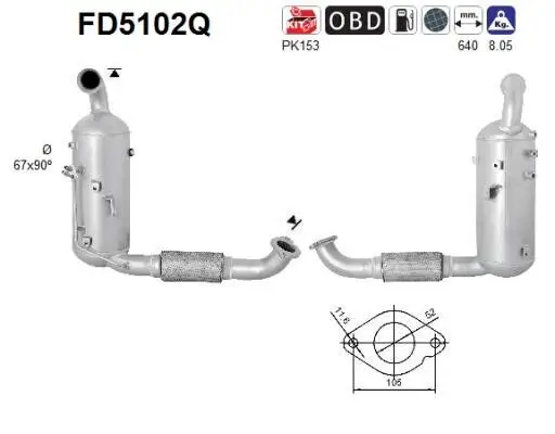 Ruß-/Partikelfilter, Abgasanlage AS FD5102Q Bild Ruß-/Partikelfilter, Abgasanlage AS FD5102Q