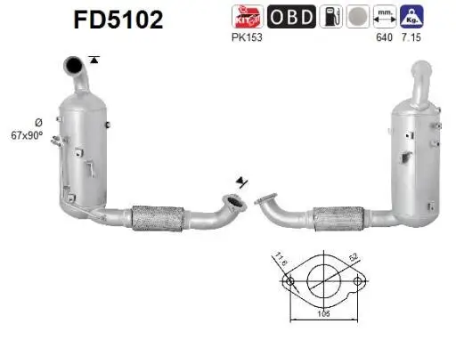 Ruß-/Partikelfilter, Abgasanlage AS FD5102 Bild Ruß-/Partikelfilter, Abgasanlage AS FD5102