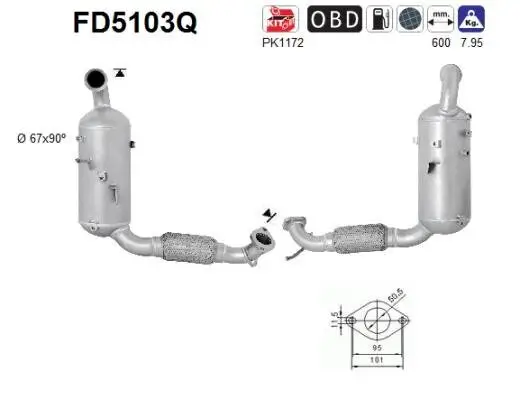 Ruß-/Partikelfilter, Abgasanlage AS FD5103Q Bild Ruß-/Partikelfilter, Abgasanlage AS FD5103Q