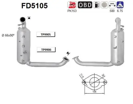 Ruß-/Partikelfilter, Abgasanlage AS FD5105 Bild Ruß-/Partikelfilter, Abgasanlage AS FD5105