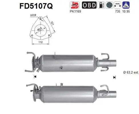 Ruß-/Partikelfilter, Abgasanlage AS FD5107Q Bild Ruß-/Partikelfilter, Abgasanlage AS FD5107Q