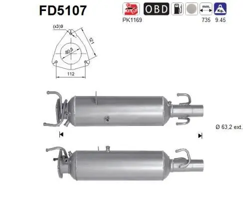 Ruß-/Partikelfilter, Abgasanlage AS FD5107 Bild Ruß-/Partikelfilter, Abgasanlage AS FD5107