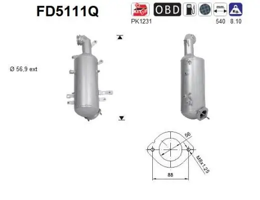 Ruß-/Partikelfilter, Abgasanlage AS FD5111Q Bild Ruß-/Partikelfilter, Abgasanlage AS FD5111Q