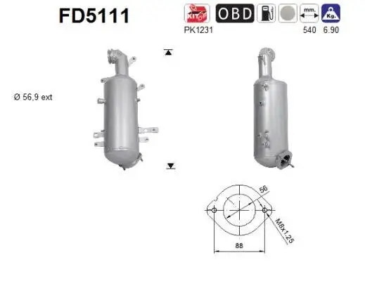 Ruß-/Partikelfilter, Abgasanlage AS FD5111 Bild Ruß-/Partikelfilter, Abgasanlage AS FD5111