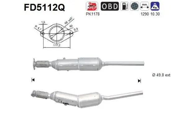 Ruß-/Partikelfilter, Abgasanlage AS FD5112Q Bild Ruß-/Partikelfilter, Abgasanlage AS FD5112Q