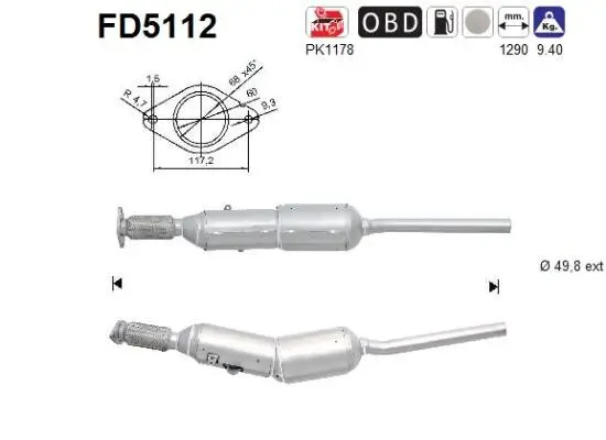 Ruß-/Partikelfilter, Abgasanlage AS FD5112 Bild Ruß-/Partikelfilter, Abgasanlage AS FD5112