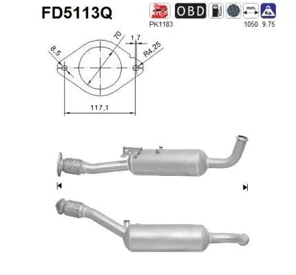 Ruß-/Partikelfilter, Abgasanlage AS FD5113Q Bild Ruß-/Partikelfilter, Abgasanlage AS FD5113Q