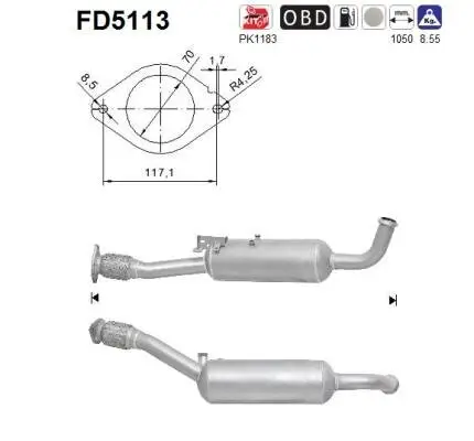 Ruß-/Partikelfilter, Abgasanlage AS FD5113 Bild Ruß-/Partikelfilter, Abgasanlage AS FD5113
