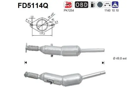 Ruß-/Partikelfilter, Abgasanlage AS FD5114Q Bild Ruß-/Partikelfilter, Abgasanlage AS FD5114Q