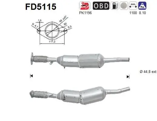 Ruß-/Partikelfilter, Abgasanlage AS FD5115 Bild Ruß-/Partikelfilter, Abgasanlage AS FD5115