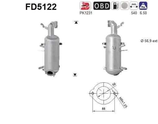 Ruß-/Partikelfilter, Abgasanlage AS FD5122