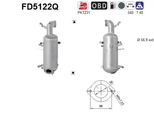 Ruß-/Partikelfilter, Abgasanlage AS FD5122Q Bild Ruß-/Partikelfilter, Abgasanlage AS FD5122Q