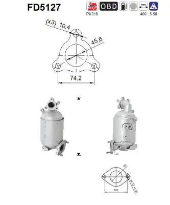 Ruß-/Partikelfilter, Abgasanlage AS FD5127 Bild Ruß-/Partikelfilter, Abgasanlage AS FD5127