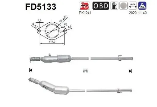 Ruß-/Partikelfilter, Abgasanlage AS FD5133 Bild Ruß-/Partikelfilter, Abgasanlage AS FD5133