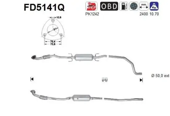 Ruß-/Partikelfilter, Abgasanlage AS FD5141Q Bild Ruß-/Partikelfilter, Abgasanlage AS FD5141Q