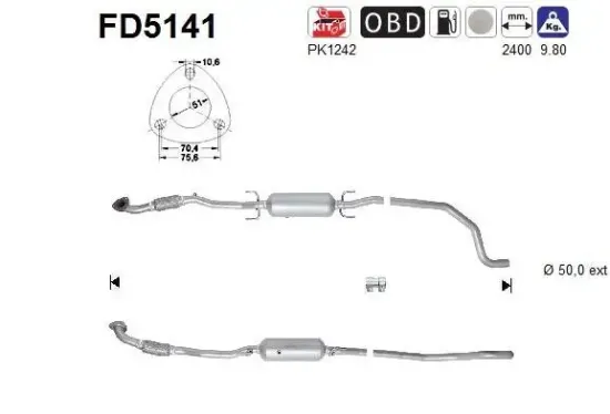 Ruß-/Partikelfilter, Abgasanlage AS FD5141 Bild Ruß-/Partikelfilter, Abgasanlage AS FD5141