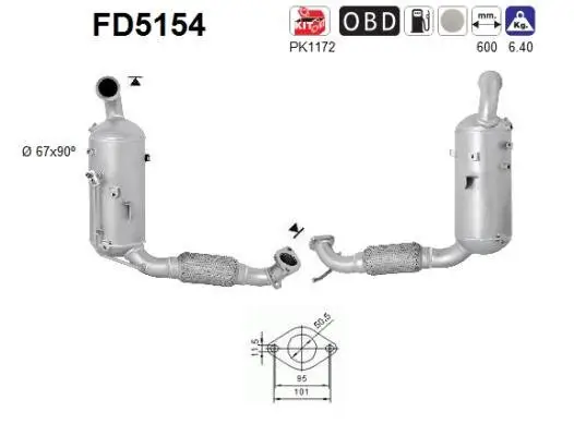 Ruß-/Partikelfilter, Abgasanlage AS FD5154 Bild Ruß-/Partikelfilter, Abgasanlage AS FD5154