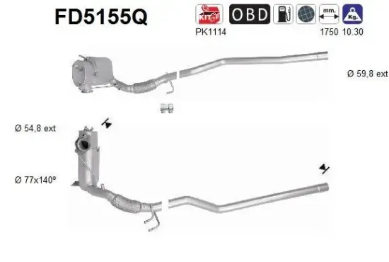 Ruß-/Partikelfilter, Abgasanlage AS FD5155Q Bild Ruß-/Partikelfilter, Abgasanlage AS FD5155Q