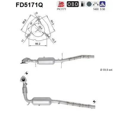 Ruß-/Partikelfilter, Abgasanlage AS FD5171Q Bild Ruß-/Partikelfilter, Abgasanlage AS FD5171Q