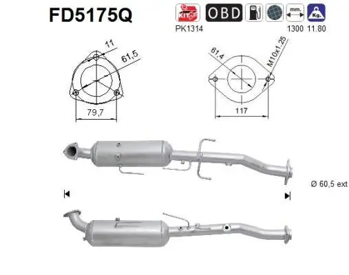Ruß-/Partikelfilter, Abgasanlage AS FD5175Q