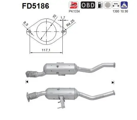 Ruß-/Partikelfilter, Abgasanlage AS FD5186 Bild Ruß-/Partikelfilter, Abgasanlage AS FD5186