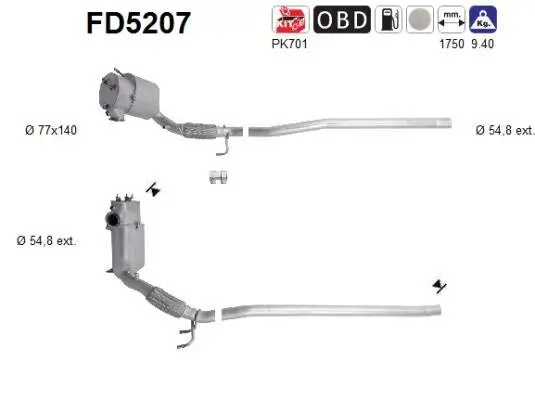 Ruß-/Partikelfilter, Abgasanlage AS FD5207 Bild Ruß-/Partikelfilter, Abgasanlage AS FD5207