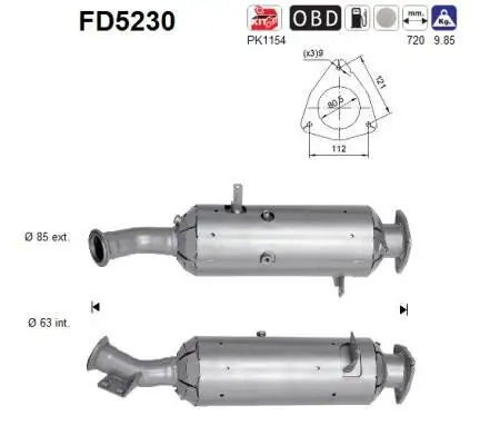 Ruß-/Partikelfilter, Abgasanlage AS FD5230 Bild Ruß-/Partikelfilter, Abgasanlage AS FD5230