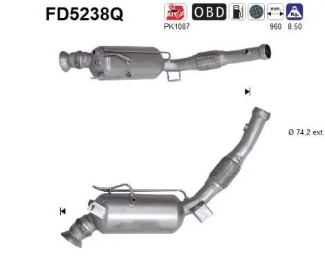 Ruß-/Partikelfilter, Abgasanlage AS FD5238Q