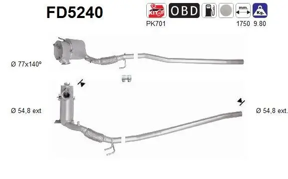 Ruß-/Partikelfilter, Abgasanlage AS FD5240