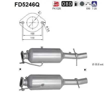Ruß-/Partikelfilter, Abgasanlage AS FD5246Q Bild Ruß-/Partikelfilter, Abgasanlage AS FD5246Q