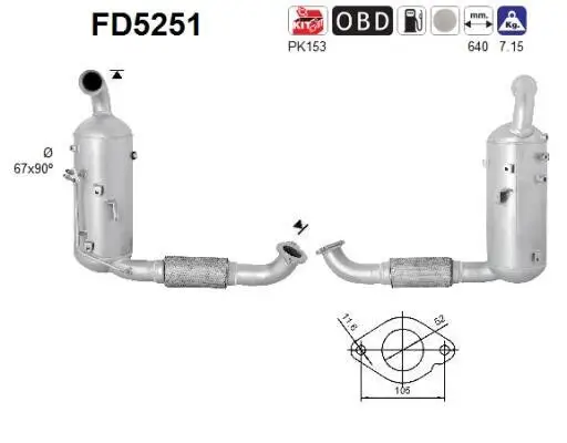 Ruß-/Partikelfilter, Abgasanlage AS FD5251 Bild Ruß-/Partikelfilter, Abgasanlage AS FD5251