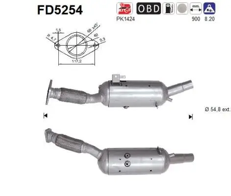 Ruß-/Partikelfilter, Abgasanlage AS FD5254 Bild Ruß-/Partikelfilter, Abgasanlage AS FD5254