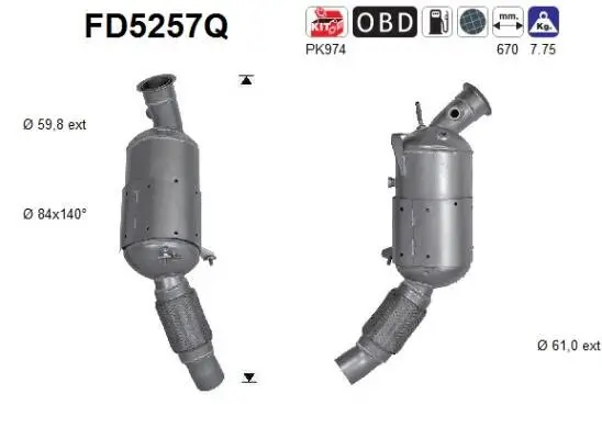 Ruß-/Partikelfilter, Abgasanlage AS FD5257Q Bild Ruß-/Partikelfilter, Abgasanlage AS FD5257Q