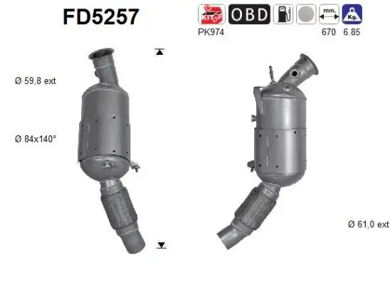 Ruß-/Partikelfilter, Abgasanlage AS FD5257 Bild Ruß-/Partikelfilter, Abgasanlage AS FD5257