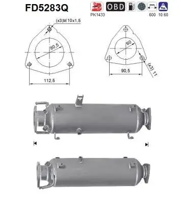 Ruß-/Partikelfilter, Abgasanlage AS FD5283Q Bild Ruß-/Partikelfilter, Abgasanlage AS FD5283Q
