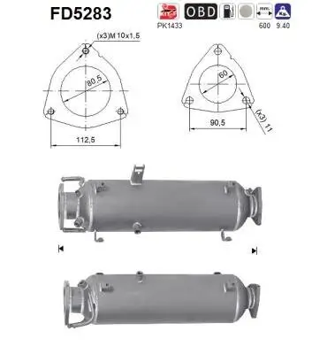 Ruß-/Partikelfilter, Abgasanlage AS FD5283 Bild Ruß-/Partikelfilter, Abgasanlage AS FD5283