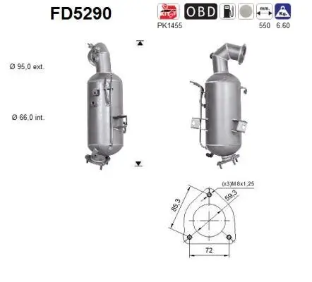 Ruß-/Partikelfilter, Abgasanlage AS FD5290 Bild Ruß-/Partikelfilter, Abgasanlage AS FD5290