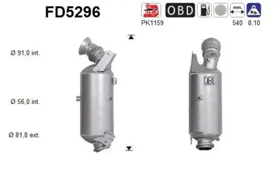 Ruß-/Partikelfilter, Abgasanlage AS FD5296 Bild Ruß-/Partikelfilter, Abgasanlage AS FD5296