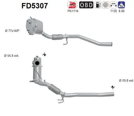 Ruß-/Partikelfilter, Abgasanlage AS FD5307 Bild Ruß-/Partikelfilter, Abgasanlage AS FD5307