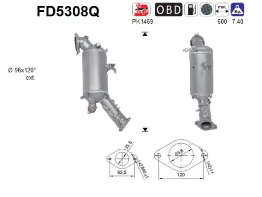 Ruß-/Partikelfilter, Abgasanlage AS FD5308Q
