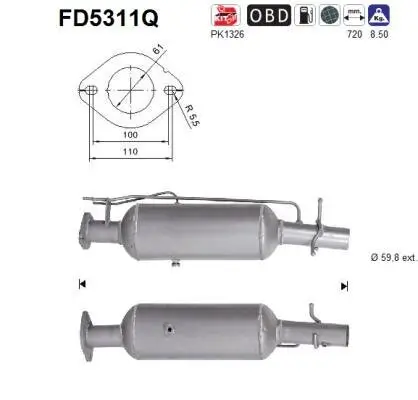 Ruß-/Partikelfilter, Abgasanlage AS FD5311Q Bild Ruß-/Partikelfilter, Abgasanlage AS FD5311Q