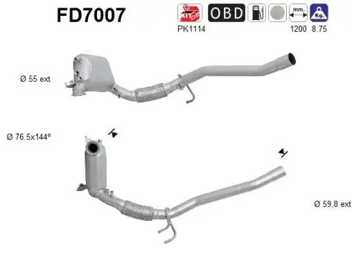 Ruß-/Partikelfilter, Abgasanlage AS FD7007 Bild Ruß-/Partikelfilter, Abgasanlage AS FD7007