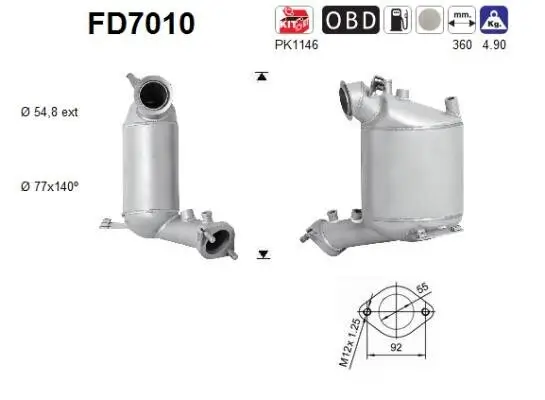 Ruß-/Partikelfilter, Abgasanlage AS FD7010 Bild Ruß-/Partikelfilter, Abgasanlage AS FD7010