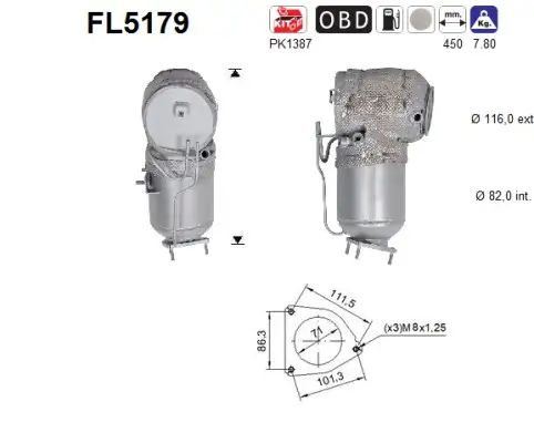 Ruß-/Partikelfilter, Abgasanlage AS FL5179
