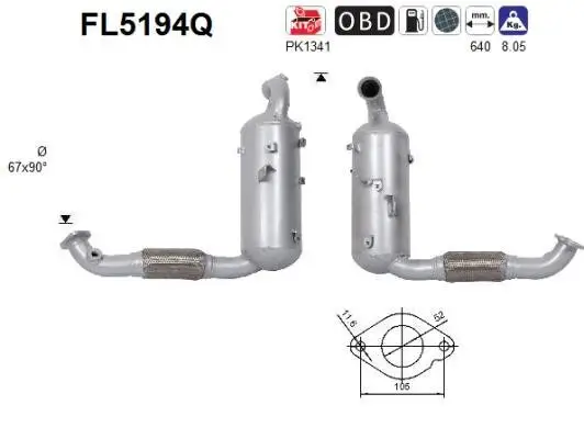 Ruß-/Partikelfilter, Abgasanlage AS FL5194Q Bild Ruß-/Partikelfilter, Abgasanlage AS FL5194Q