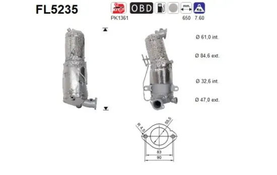 Ruß-/Partikelfilter, Abgasanlage AS FL5235 Bild Ruß-/Partikelfilter, Abgasanlage AS FL5235