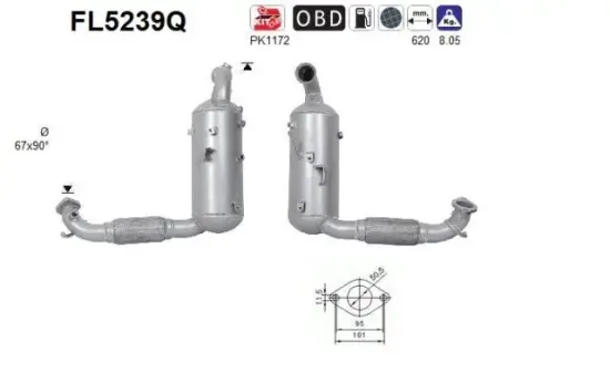 Ruß-/Partikelfilter, Abgasanlage AS FL5239Q Bild Ruß-/Partikelfilter, Abgasanlage AS FL5239Q